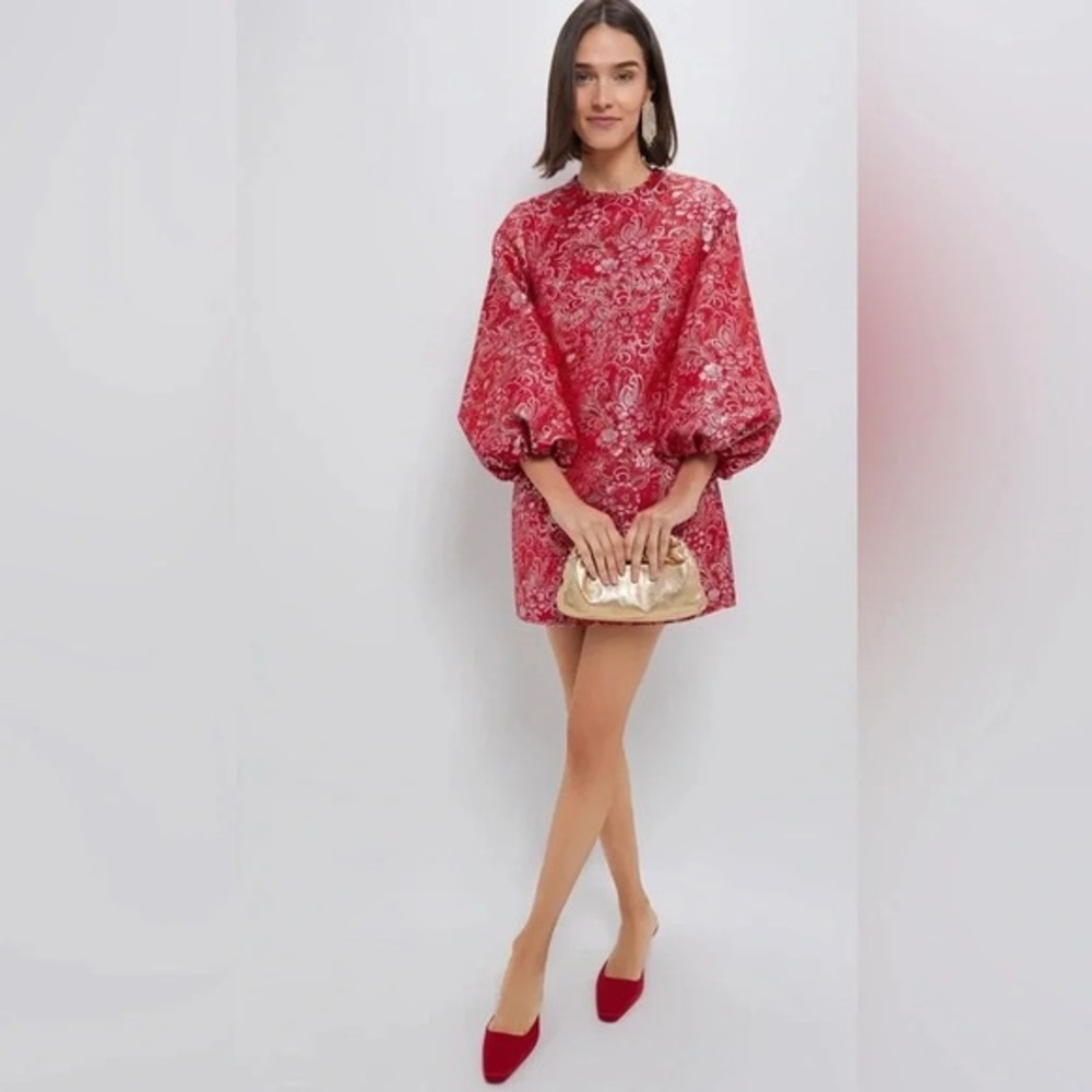 Tuckernuck Hyacinth House Red and Pink Jacquard Janie Mini Dress Sz Medium NWOT